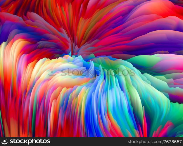 Twisted Geometry. Dimensional Wave series. Composition of Swirling Color Texture. 3D Rendering of random turbulence for projects on art, creativity and design