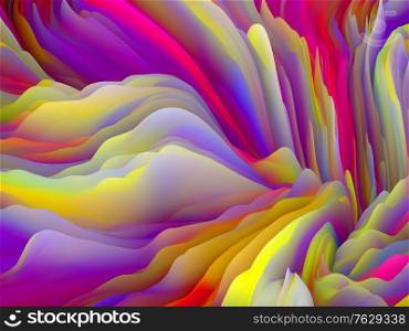 Twisted Geometry. Dimensional Wave series. Composition of Swirling Color Texture. 3D Rendering of random turbulence on the theme of art, creativity and design