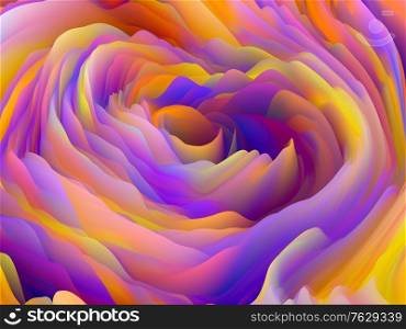 Twisted Geometry. Dimensional Wave series. Composition of Swirling Color Texture. 3D Rendering of random turbulence on the theme of art, creativity and design