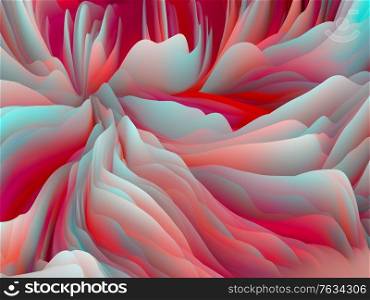 Twisted Geometry. Dimensional Wave series. Design composed of Swirling Color Texture. 3D Rendering of random turbulence as a metaphor for art, creativity and design