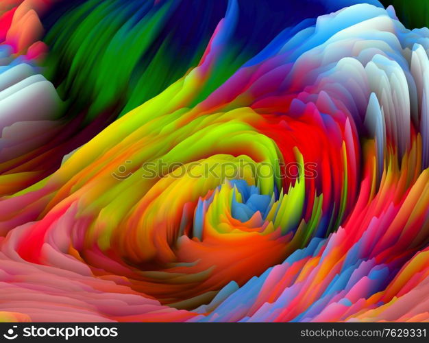 Twisted Paint. Dimensional Wave series. Design made of Swirling Color Texture. 3D Rendering of random turbulence for projects on art, creativity and design