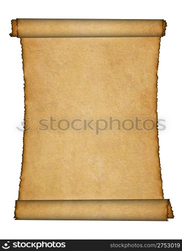 Twisted parchment. Detailed old page papers. It is isolated on a white background