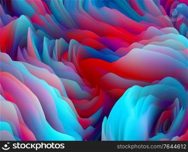Twisted Surface. Dimensional Wave series. Creative arrangement of Swirling Color Texture. 3D Rendering of random turbulence for subject of art, creativity and design