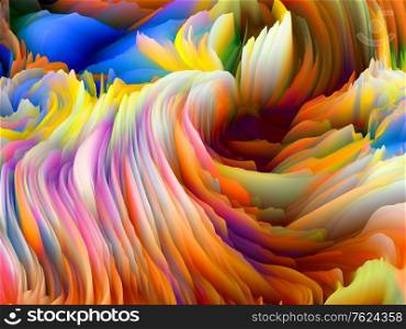 Twisted Surface. Dimensional Wave series. Image of Swirling Color Texture. 3D Rendering of random turbulence in conceptual relevance to art, creativity and design