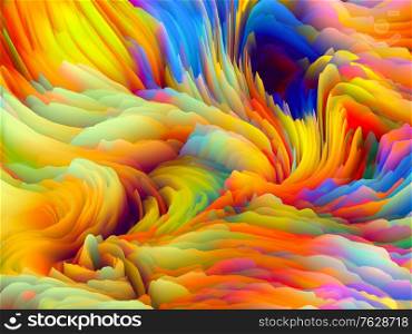 Twisted Surface. Dimensional Wave series. Image of Swirling Color Texture. 3D Rendering of random turbulence in conceptual relevance to art, creativity and design
