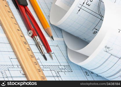 twisted technical drawing and tools