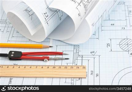 twisted technical drawing and tools