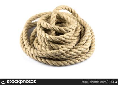 Twisted thick rope isolated on white background