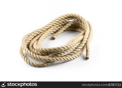 Twisted thick ship ropes with knot isolated background