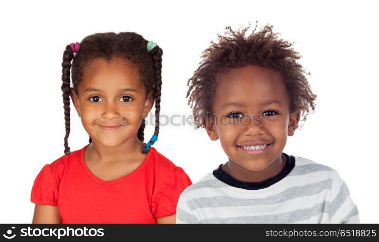 Two adorable african children . Two adorable african children isolated on a white background