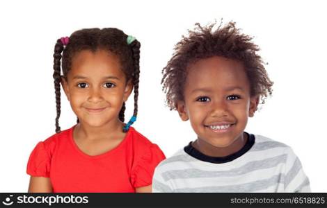 Two adorable african children . Two adorable african children isolated on a white background