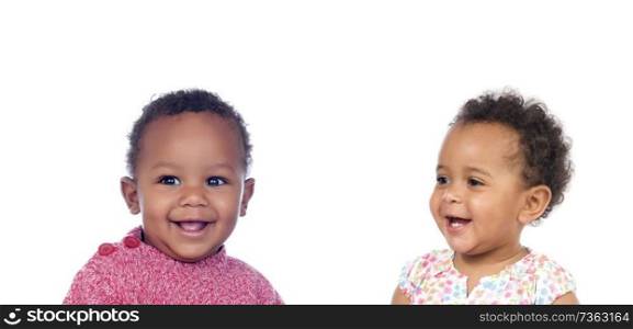 Two Afro American Babies Isolated On a White Background