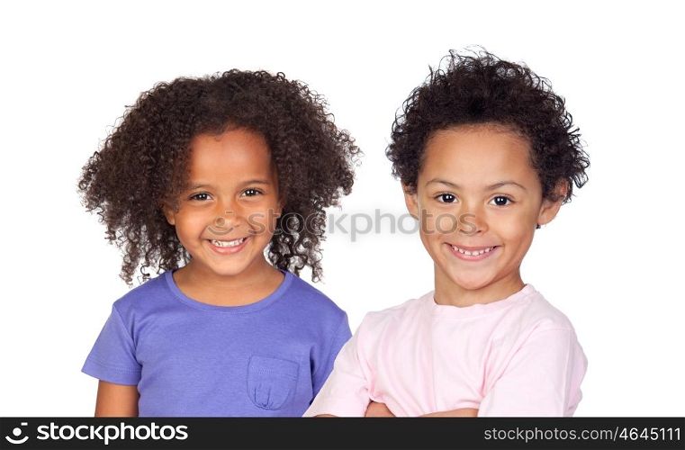 Two Afro-American children isolated on a white background