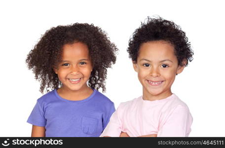 Two Afro-American children isolated on a white background