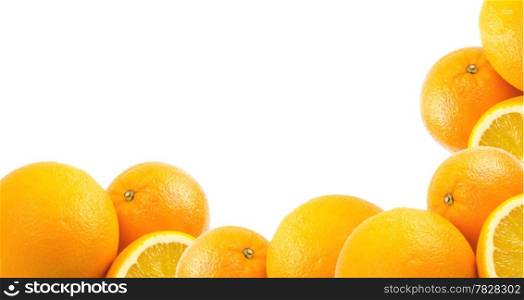 Two and half oranges isolated on white background