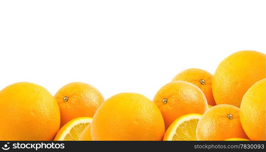 Two and half oranges isolated on white background