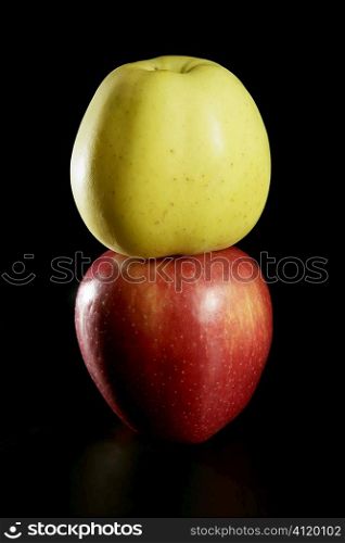 two Apple fruits macro close up