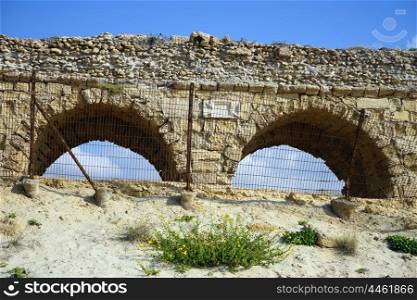Two arches of ancient aqueduct near Caesarea, Isrsel