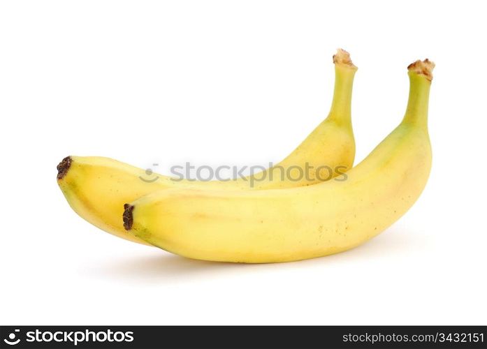 Two bananas isolated on white background. Bananas
