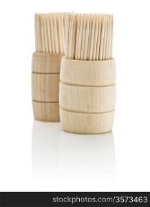 two barrels with toothpicks isolated