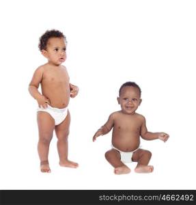 Two beautiful african babies isolated on a white background
