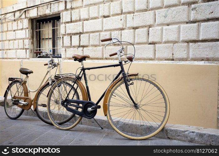 two beautiful retro bikes on the street 