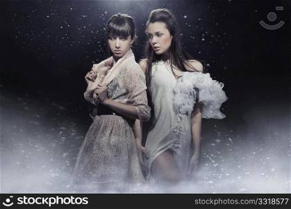 Two beautiful sensual girls posing