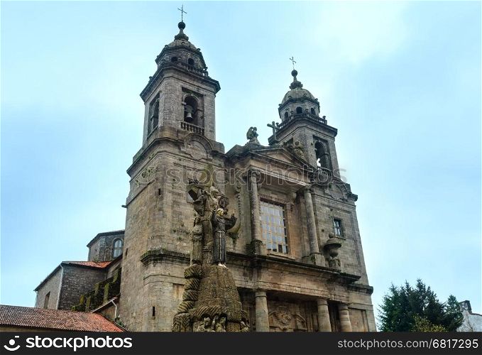 Two Bell towers and facade of Convent of San Francisco de Santiago (Santiago de Compostela, Spain).
