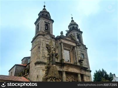 Two Bell towers and facade of Convent of San Francisco de Santiago (Santiago de Compostela, Spain).
