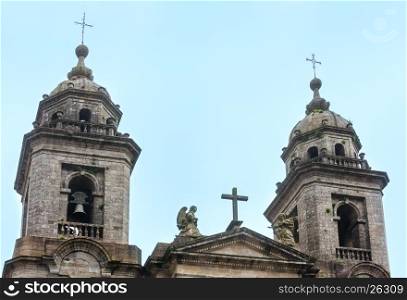 Two Bell towers of San Francisco church (13th century) in Santiago de Compostela, Spain.