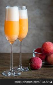 Two bellini cocktails 