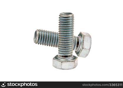 Two big bolts isolated on white background