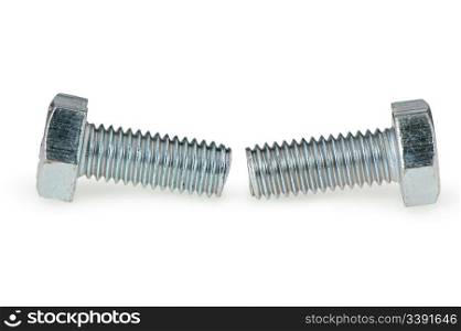 Two bolt close up. Isolated on white background