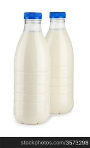two bottle of milk isolated