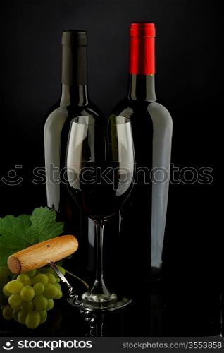 two bottle of red and white wine