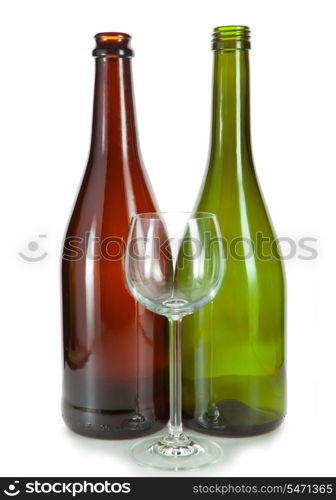 Two bottles and glass