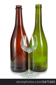 Two bottles and glass