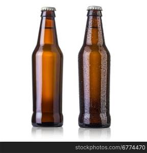 two bottles of beer isolated on white