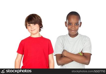 Two boys isolated on a white background