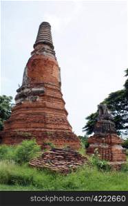 Two brick stupas in Ayuthaya, central Thailand