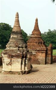 Two brick stupas in INwa, Mandalay, Myanmar