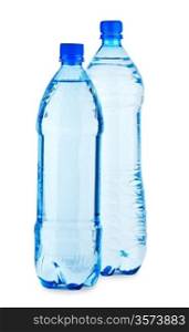 two brightly bottle with water isolated