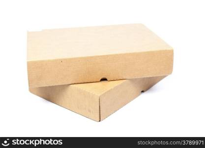 two brown boxs on white isolated background.on packshot in studio.