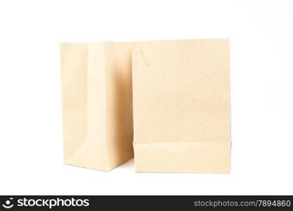 Two brown paper bag. For food. On a white background