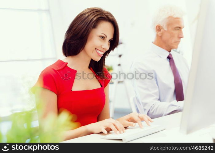 Two business collegues working together in office. Two business collegue in office