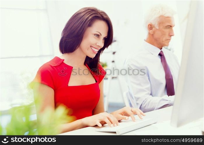 Two business collegues working together in office. Two business collegue in office