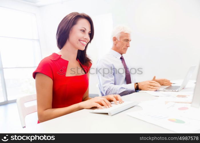 Two business collegues working together in office. Two business collegue in office