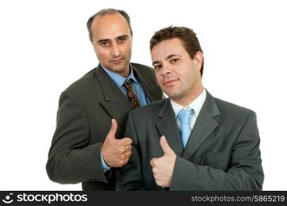 two business men portrait going thumb up