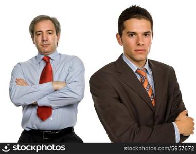 two business men portrait, isolated on white