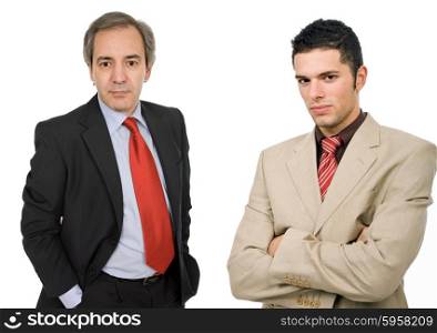 two business men portrait, isolated on white